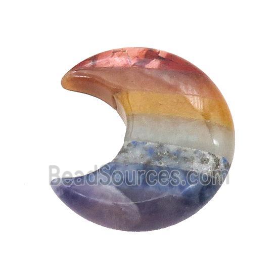 Gemstone Chakra Moon Pendant Yoga Multicolor Undrilled