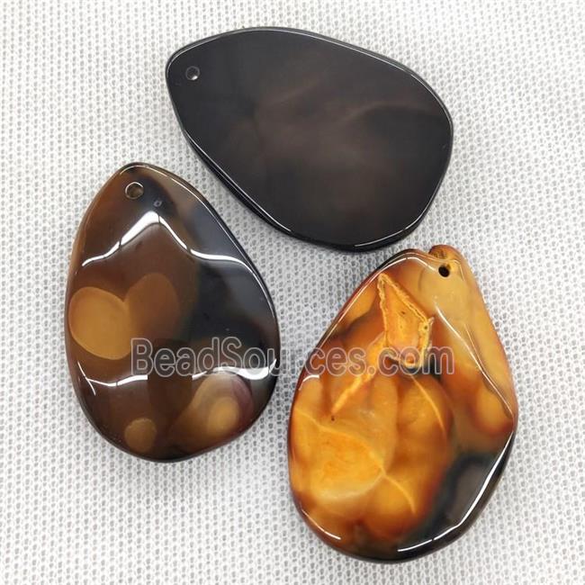 Natural Agate Teardrop Pendant Dye Orange