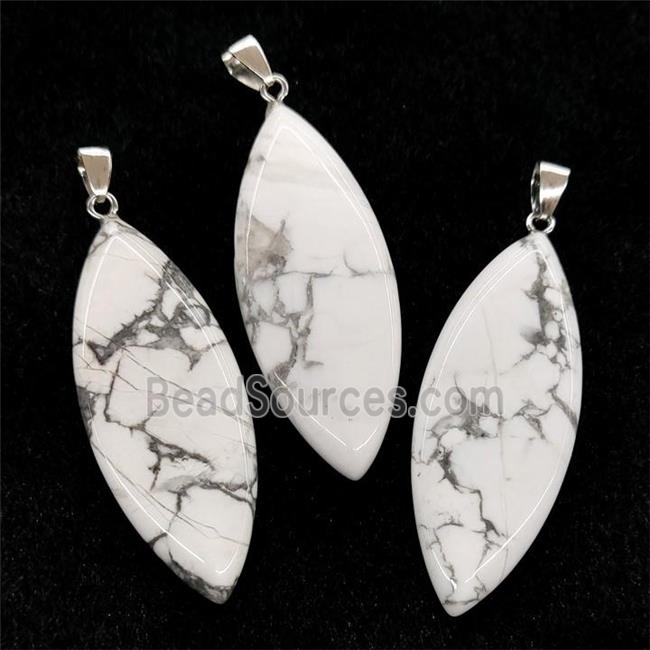 White Howlite Turquoise Leaf Pendant