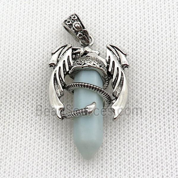 Alloy Dragon Pendant Pave Amazonite Antique Silver