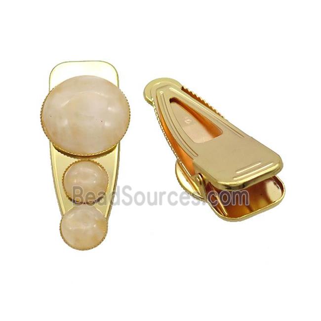 Copper Hair Clips Pave Clear Quartz Gold Plated