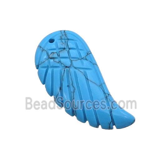 Synthetic Turquoise Angel Wings Pendant Blue