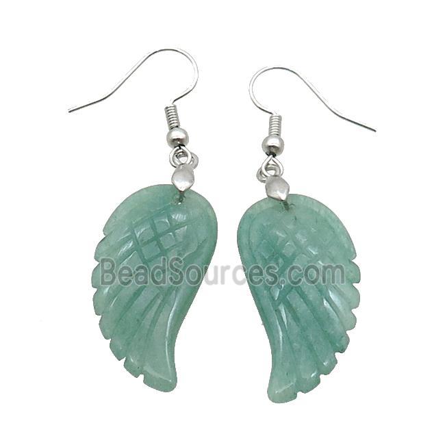 Green Aventurine Angel Wings Hook Earring