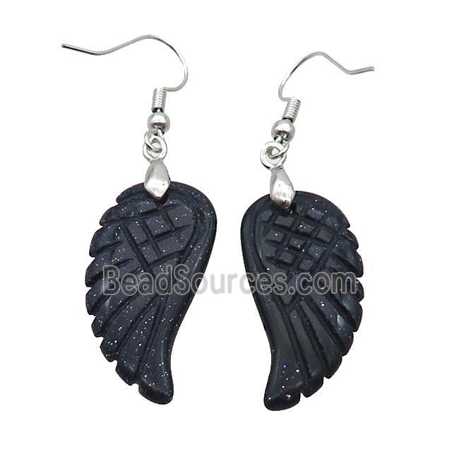 Blue Sandstone Angel Wings Hook Earring