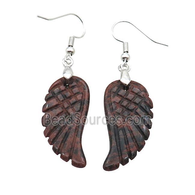 Autumn Jasper Angel Wings Hook Earring