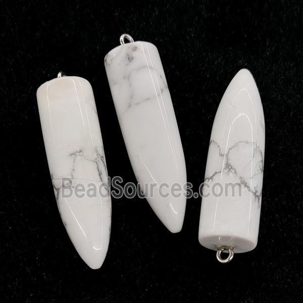 Natural White Howlite Turquoise Bullet Pendant