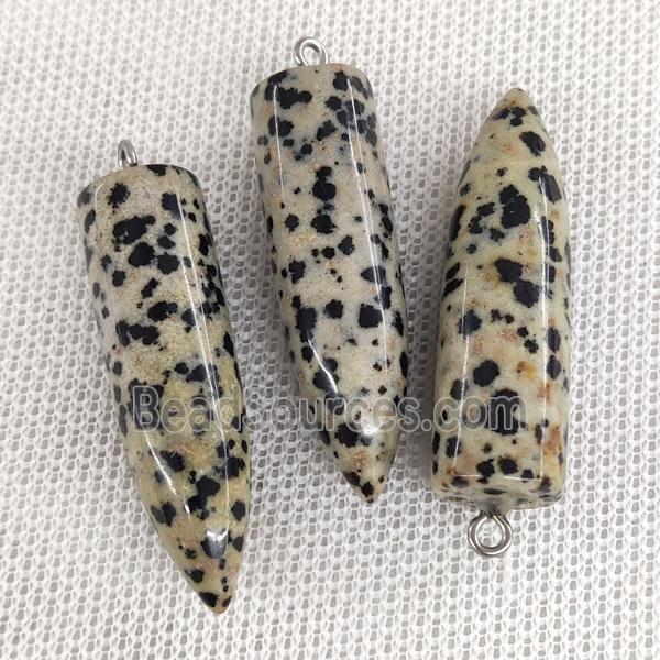 Natural Black Dalmatian Jasper Bullet Pendant