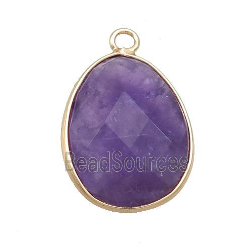 Purple Amethyst Teardrop Pendant Gold Plated