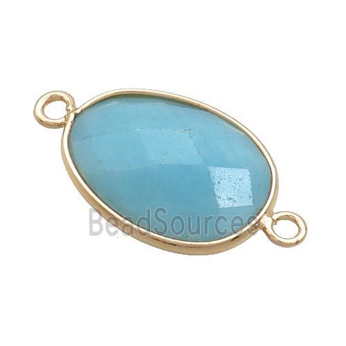 Blue Amazonite Teardrop Connector Gold Plated