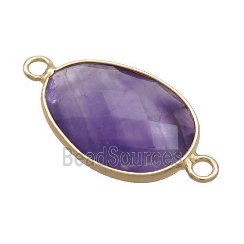 Purple Amethyst Teardrop Connector Gold Plated