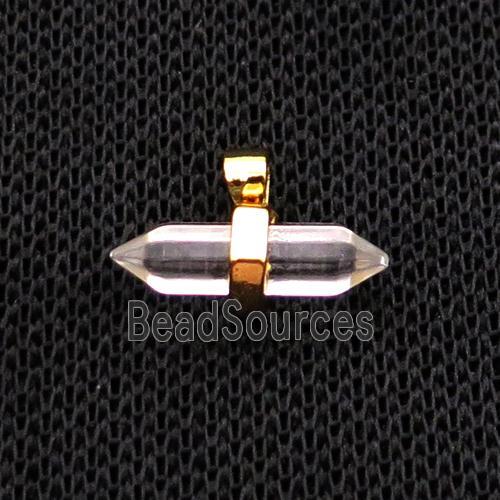 Clear Quartz Bullet Pendant Gold Plated