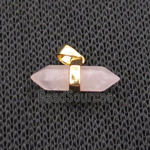 Pink Rose Quartz Bullet Pendant Gold Plated