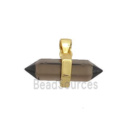 Smoky Quartz Bullet Pendant Gold Plated