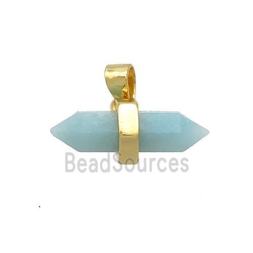Blue Amazonite Bullet Pendant Gold Plated