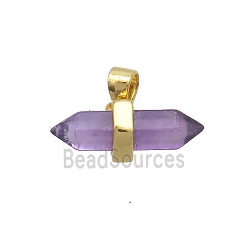 Purple Amethyst Bullet Pendant Gold Plated Double Point