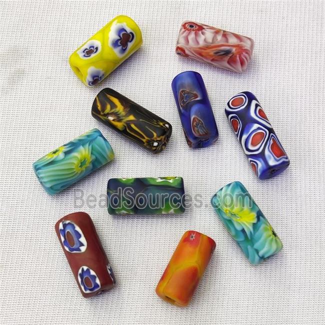 Lampwork Beads Column Mixed Color Matte