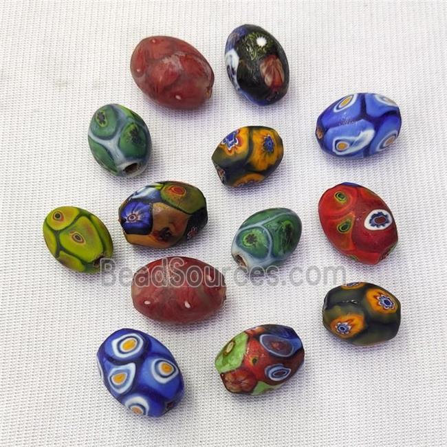 Lampwork Barrel Beads Mixed Color Random Size Matte