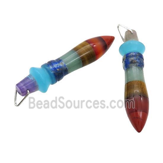 Gemstone Chakra Bullet Pendant Yoga Multicolor