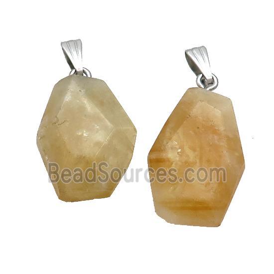 Natural Yellow Citrine Slice Pendant Freeform