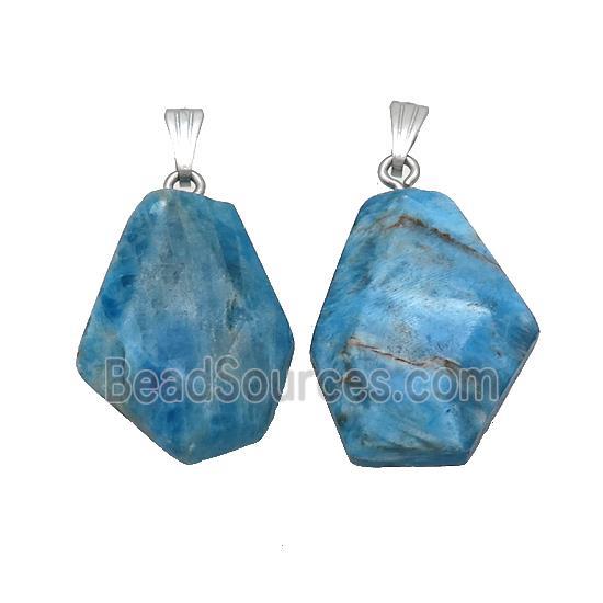 Natural Blue Apatite Slice Pendant Freeform