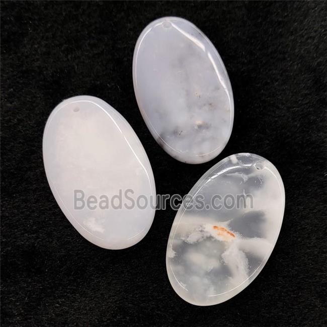 Lt.blue Chalcedony Oval Pendant