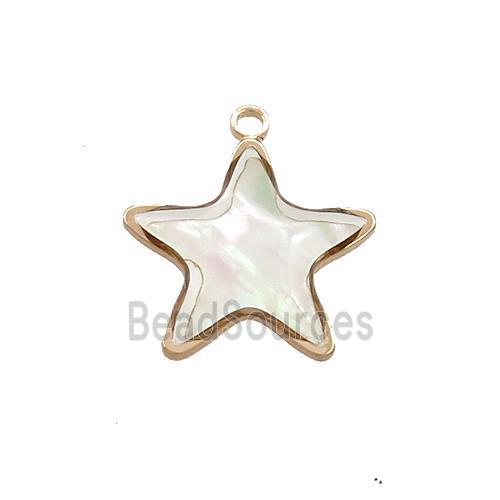 White MOP Shell Star Pendant Gold Plated