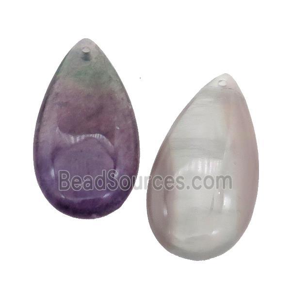 Natural Fluorite Teardrop Pendant Multicolor