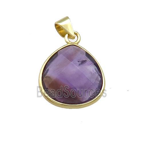 Natural Fluorite Teardrop Pendant Gold Plated