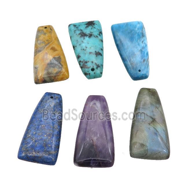 Natural Gemstone Trapeziform Pendant Mixed