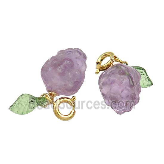 Natural Amethyst Pendant Grape Purple Carved