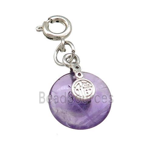 Natural Amethyst Donut Pendant Purple