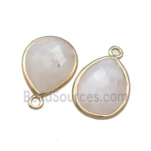 Natural White Moonstone Teardrop Pendant Gold Plated