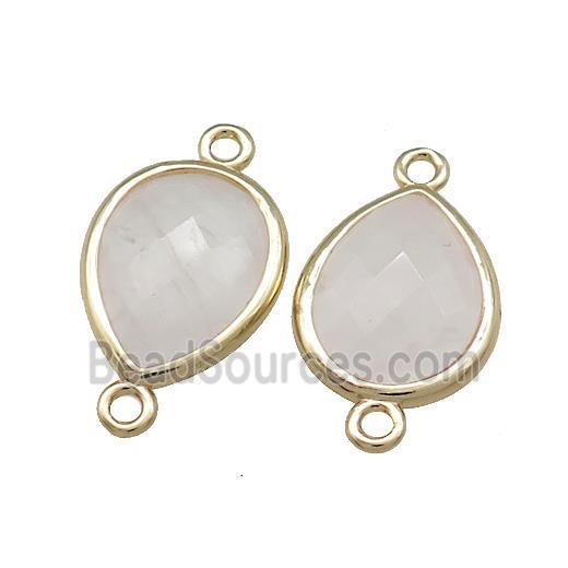 Clear Quartz Teardrop Connector Gold Plated