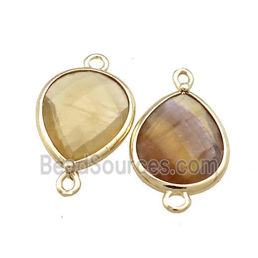 Yellow Fluorite Teardrop Connector Gold Plated