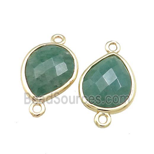 Green Aventurine Teardrop Connector Gold Plated