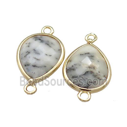 Moss Opal Teardrop Connector Gold Plated