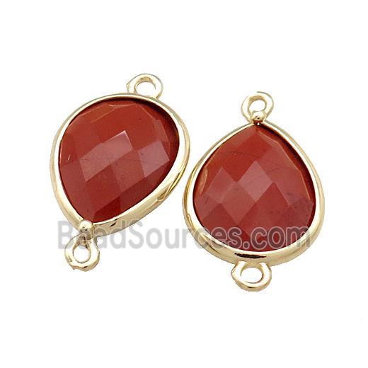 Red Jasper Teardrop Connector Gold Plated