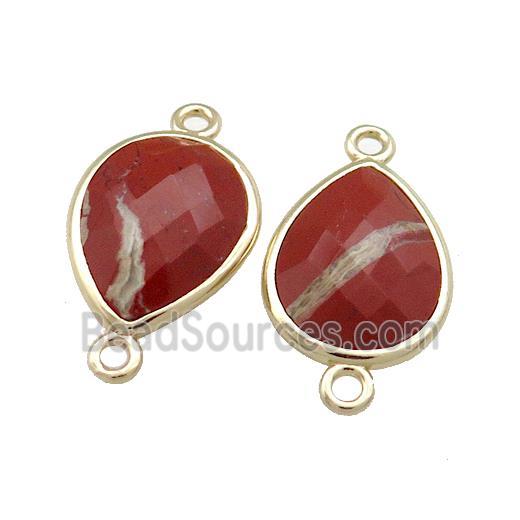 Red Jasper Teardrop Connector Gold Plated