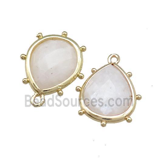 White Moonstone Teardrop Pendant Spike Gold Plated