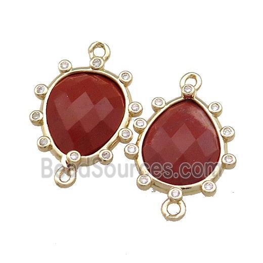 Red Jasper Teardrop Connector Gold Plated