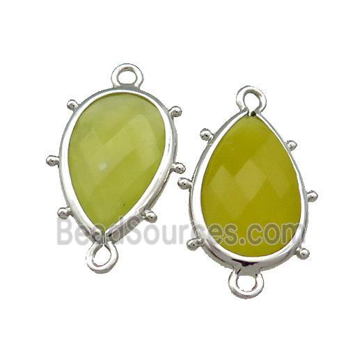 Lemon Jade Teardrop Connector Platinum Plated