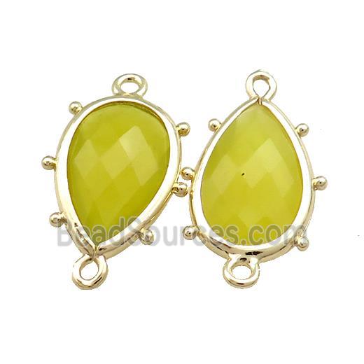 Lemon Jade Teardrop Connector Gold Plated