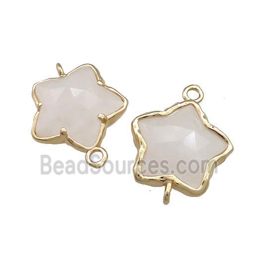 Clear Quartz Flower Connector Gold Plated