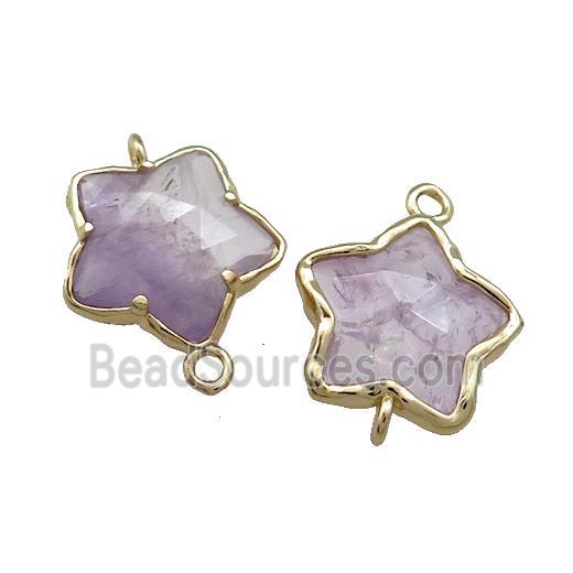 Amethyst Flower Connector Lt.purple Gold Plated