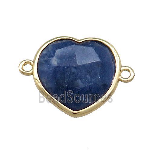 Blue Sodalite Heart Connector Gold Plated