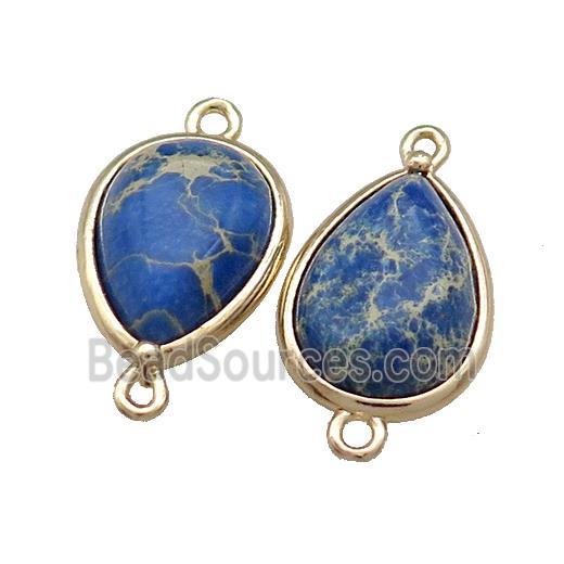 Lapisblue Imperial Jasper Teardrop Connector Gold Plated