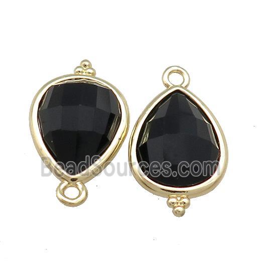 Black Onyx Agate Teardrop Pendant Gold Plated