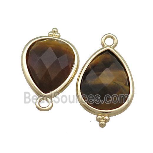 Tiger Eye Stone Jade Teardrop Pendant Dye Gold Plated