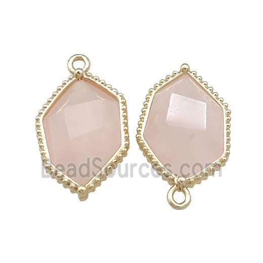 Pink Rose Quartz Prism Pendant Gold Plated