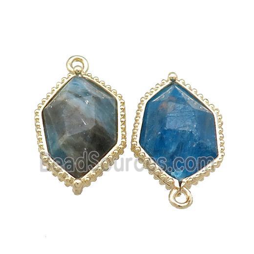 Natural Blue Apatite Prism Pendant Gold Plated